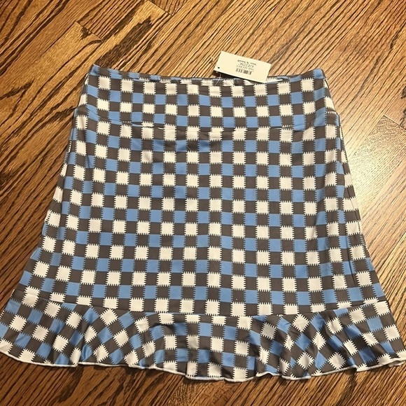 NEW GOLFTINI | Pull-On Ruffled Stretch Skort Blue Gray Check The Secret Sz XS - Picture 1 of 7
